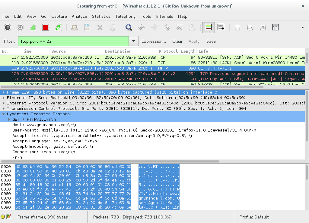 wireshark android traffic