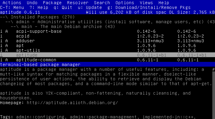 The aptitude package manager