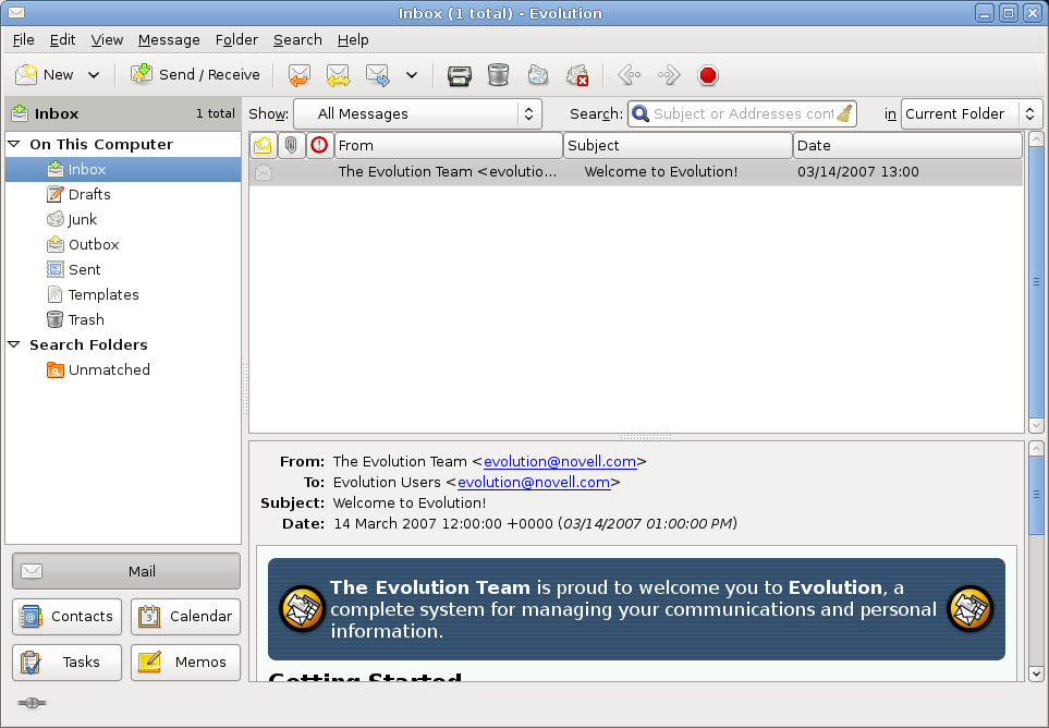 The Evolution email software