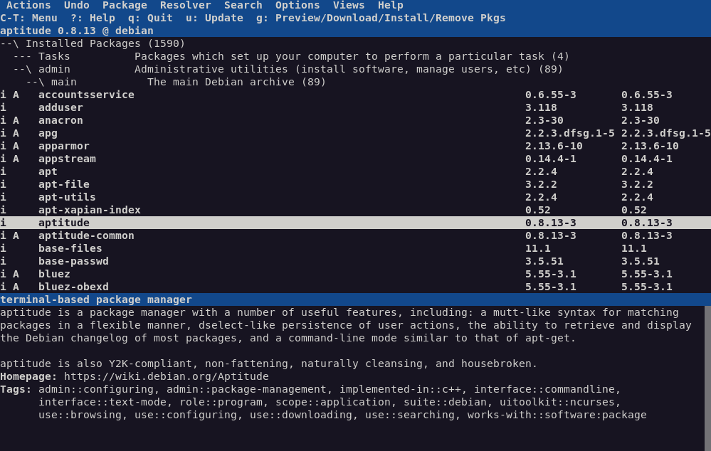 Пакеты Debian. Linux менеджер программ. Aptitude package Manager. Менеджер пакетов Debian.