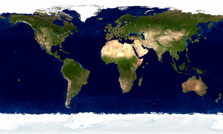 Debian geliştiricilerinin dünya çapında dağılımı